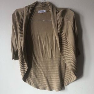 ❤️Calvin Klein Silk Open Tan Cardigan 3/4 Sleeves